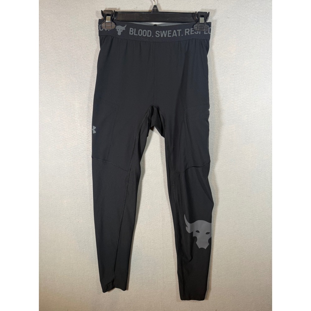 Under Armour Project Rock HeatGear Compression Leggings Black Mens Medium